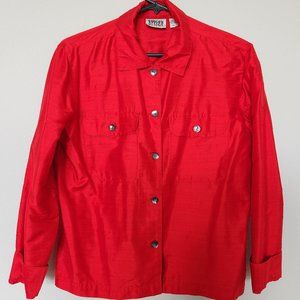 Chico's Bright Red Silk Jacket, Size- 0